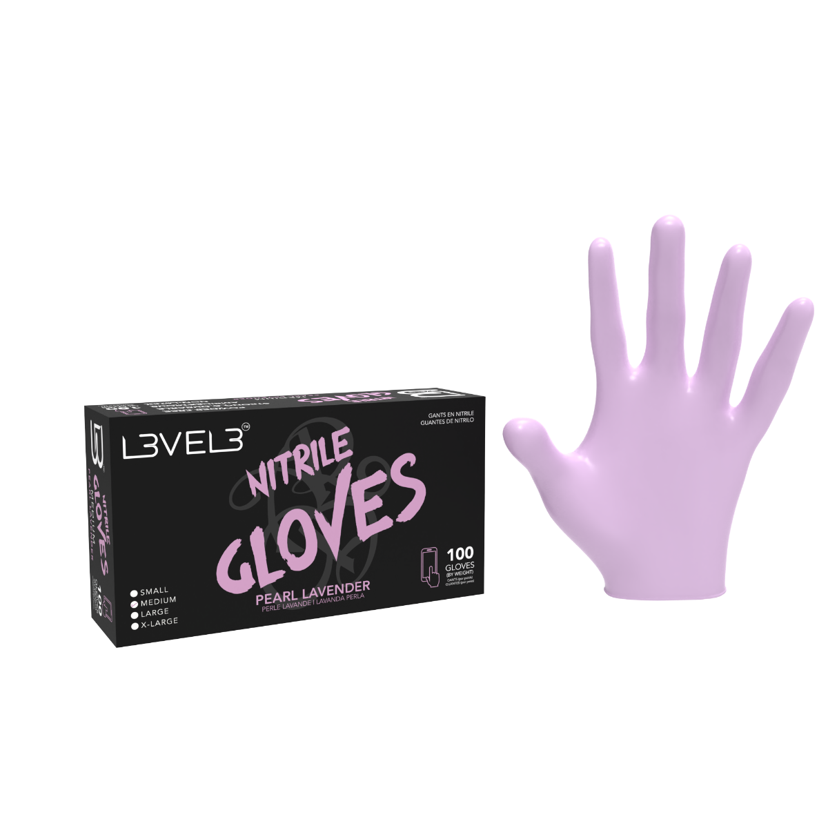 L3VEL3 Gloves Nitrile | Lavender | Medium  | 1x100 