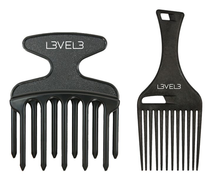

L3vel3 Hair Comb Pick | 2pcs | Set-Cs001set, Black