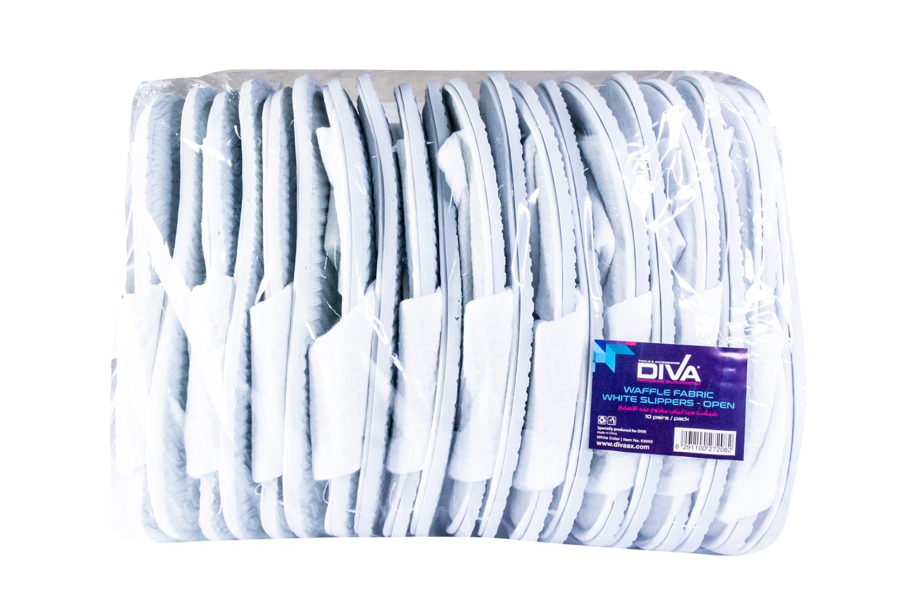 

Diva Disposable Slippers Waffle Fabric Open | White | 10 Pcs|Pack