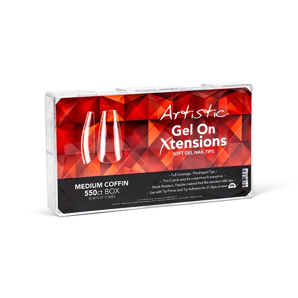 

Artistic Nail Design Gel On Xtensions | Medium Coffin 550 Tips, Light yellow crème